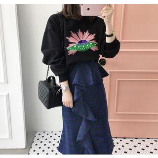 Sequined Ufo Brushed-fleece Lined Sweatshirt