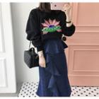 Sequined Ufo Brushed-fleece Lined Sweatshirt
