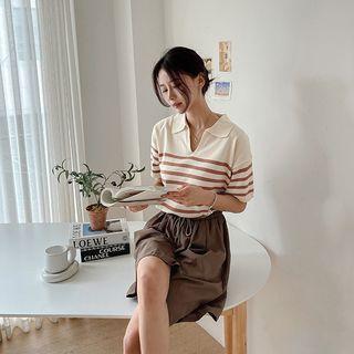 Drawstring Pleated Flare Shorts