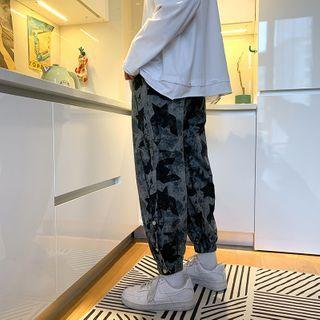 High-waist Two Tone Split Straight-cut Pants