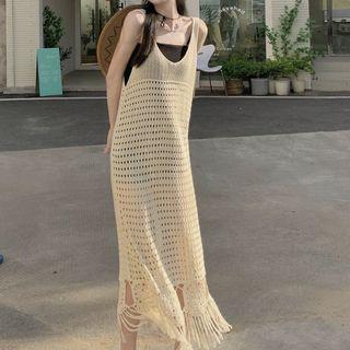 Sleeveless Knit Midi Dress Almond - One Size