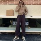 Plain Long-sleeve Hoodie / Plain Wide-leg Pants