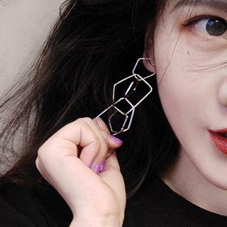 Geometric Alloy Dangle Earring Gunmetal - One Size