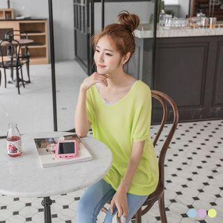 Sheer Knit Long Dolman Top