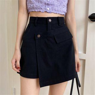 Asymmetrical Hem Plain Skort