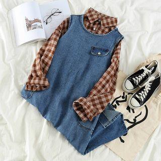 Denim Sleeveless Dress As Figure - One Size