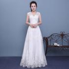 Sleeveless A-line Wedding Gown