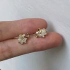 Rhinestone Earring 1 Pair - Silver Stud - Gold - One Size
