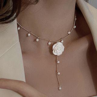 Floral Pendant Necklace Necklace - Flower - White - One Size