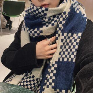 Checker Fringed Shawl
