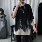 Elbow-sleeve Fade Print T-shirt
