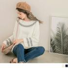 Loose Sleeve Embroidered Knit Top