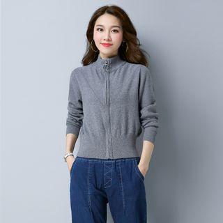 Mock Neck Zip Cardigan