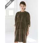 Kangaroo-pocket Velvet T-shirt Dress