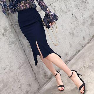 Slitted Mermaid Fitted Skirt