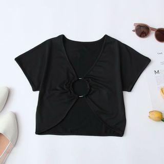 Short-sleeve Hoop Accent Cutout T-shirt