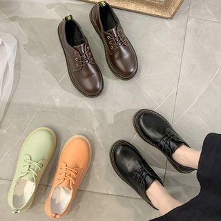 Plain Lace-up Faux Leather Shoes