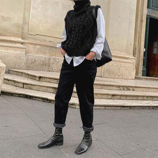 Pile-lined Tapered Baggy Pants