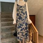 Ruffle Trim Blouse / Floral Strappy Midi Dress