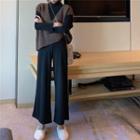 Sleeveless Knit Top / Long-sleeve Mock Neck Top / Wide-leg Pants