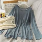 Slit-front Loose-fit Light Knit Top