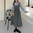 Bell-sleeve Blouse / Maxi A-line Overall Dress