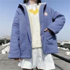 Hooded Embroidered Padded Jacket Blue - One Size