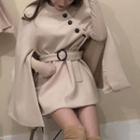 Button Cape Coat Almond - One Size