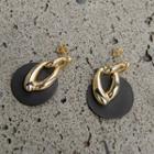 Loop Drop Earrings Black & Gold - One Size