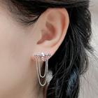 Chained Alloy Earring 1pc - Silver - One Size