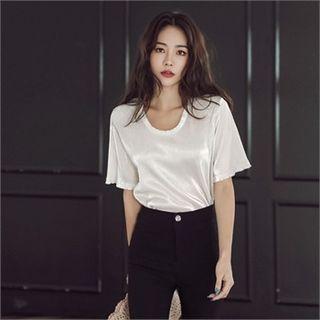 Round-neck Satin T-shirt