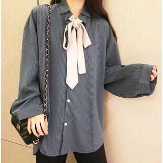 Bow Striped Long-sleeve Shirt