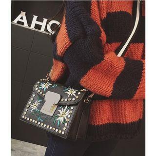 Embroidered Boxy Crossbody Bag