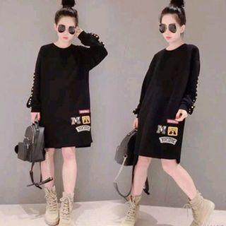 Patch Embroidered Pullover Dress