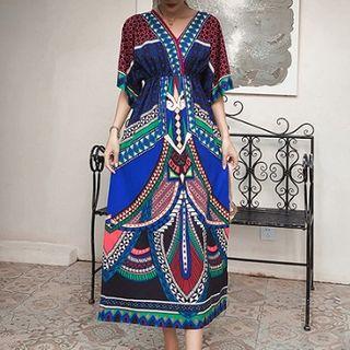 Short-sleeve Maxi Printed Sundress