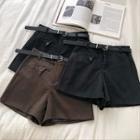 Mock Pocket High-waist Shorts With Belt