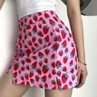 Strawberry Print Mini Fitted Skirt