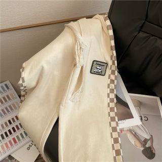 Checkered Panel Loose Fit Pants