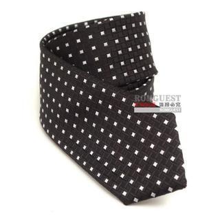 Check Neck Tie Black, White - One Size