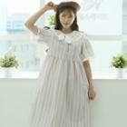 Frill-trim Stripe Dress Stripe - One Size