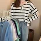 Long-sleeve Cut Out Henley T-shirt