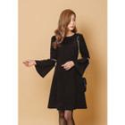Contrast Buckled-detail A-line Sheath Dress