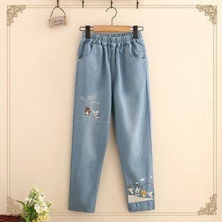 Straight-fit Embroidered Jeans