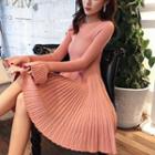 Bell-sleeve Crew-neck A-line Knit Dress