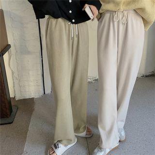 Drawstring Straight-leg Knit Pants