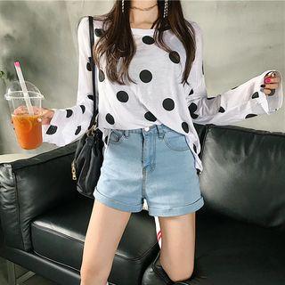 Dot Long-sleeve Loose-fit T-shirt
