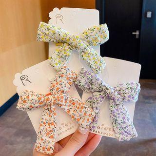 Flower Print Ribbon Hair Clip