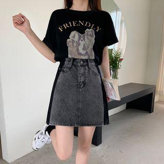Gradient Denim Mini Skirt