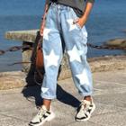 Mid Rise Star Print Baggy Jeans