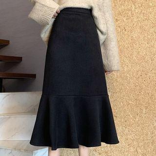 High-waist Plain Midi Mermaid Skirt